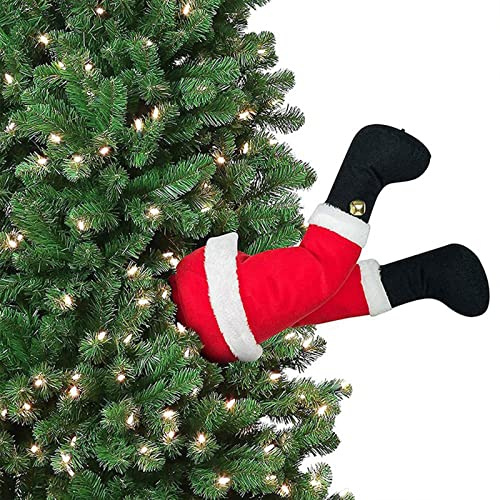 HUIKJI Pieds de Père Noël et d'elfe de 38,1 cm, pieds en peluche avec chaussures, décoration de sapin de Noël, décoration décorative pour le devant du sapin de Noël