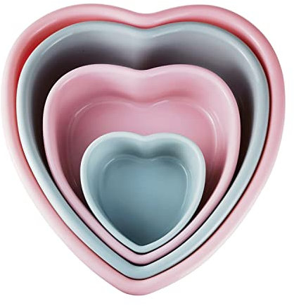 Eidoct Lot de 4 moules à gâteau en silicone en forme de cœur, 10,2 cm, 22,9 cm, 25,4 cm, antiadhésif et facile à démouler