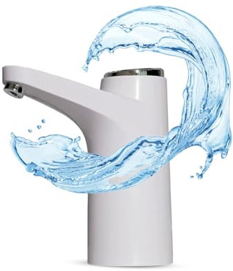 NK Dispensador de Agua - Indicador LED, Batería 1200 mAh Recargable por USB, Material de Silicona, Compatible con Garrafas y Botellas 4,5L 5L 7,5L 10L 11,3L 15L 18,9L Adaptador de 3,8-4,8cm (Blanco)