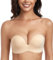 Lemorosy Push up Strapless Bra Women's Anti-Slip Invisible Seamless Wireless Lift Support(Beige,36DD)