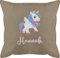 Kissen 50x50 - Unicorn Einhorn mit Namen - 50 x 50 cm - Beige Natur - kinderkissen einhornkissen einhörner flügel und personalisierte Unicorns personalisiertes einhörnern mädchenzimmer