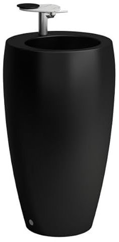 Laufen Alessi one Lavabo avec colonne intégrée, 1 trou pour robinetterie au centre, avec trop-plein, 530x530, H8119727161041, Couleur: Noir Mat