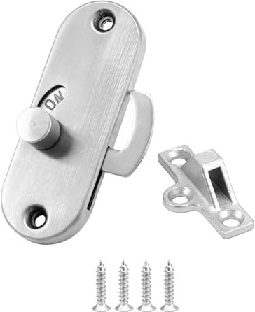 QWORK® Verrou de porte coulissante à angle droit à 90 degrés en acier inoxydable 304, pour portes et fenêtres interieure