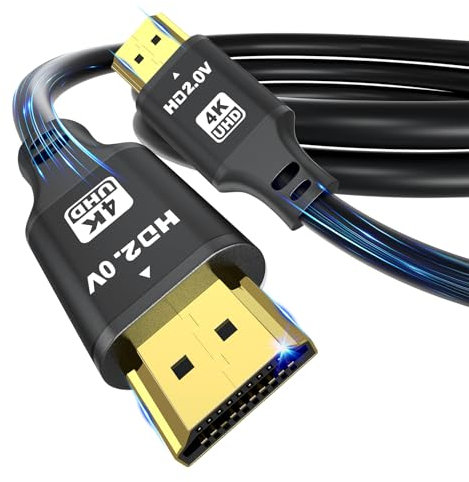 charlore Câble HDMI 5m (HDMI 2.0, 18 Gbit/s 4K@60Hz) Connecteurs plaqués or ultra haut débit, compatible avec Blu-Ray, Playstation, Ordinateur Portable, PS34/5, PC, HDTV