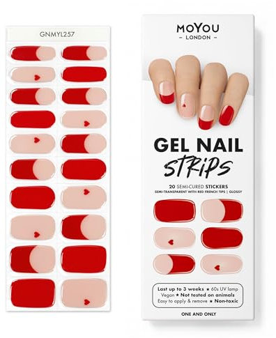 MOYOU LONDON Semi Cured Gel Nail Strips - 20 Pcs. Nail Wraps for Salon-Quality Manicure - Works with Any UV Lamp - Easy to Apply, Trim, & Remove Gel Stickers