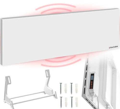 tectake® Infrarot Heizung mit Kippschutz, Thermostat und Überhitzungsschutz, Infrarotheizung für die Wand, zur Deckenmontage oder als Infrarotheizung Standgerät elektrisch (550, Watt)