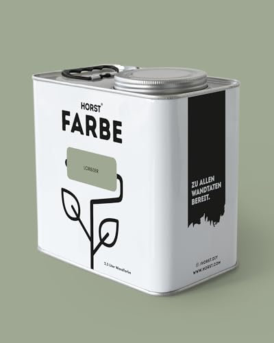 HORST Wandfarbe Lorbeer 10L - Hochwertige Innen-Farbe - Hohe Deckkraft & Schnelltrocknend - Geruchsneutral - Spritz- & Tropffrei - 100% Natürlich - Grün