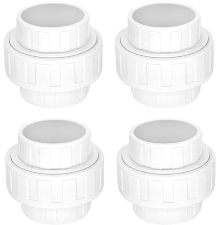 PVC-Verbindungsstück, 3,8 cm (1 1/2 Zoll), PVC-Überwurfkupplung, Rohrverschraubung (Buchse x Buchse), 3,8 cm (1 1/2 Zoll), PVC-Adapterkupplung Zeitplan 40, EPDM-O-Ring, Weiß SCH 40, 4 Stück