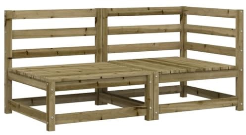 vidaXL Impregnated Wood Pine Garden Sofa 2-Seater - Outdoor Patio Sectional Furniture, Comfortable Backrest, Slatted, Modular