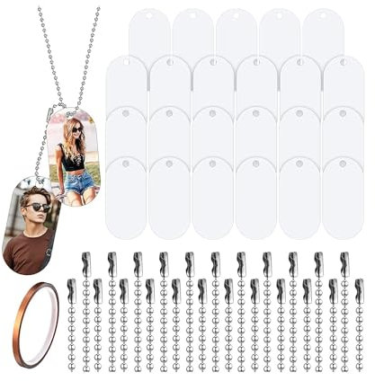 Hanabitx 45 placas para perros en color blanco para sublimación, colgantes de aluminio blanco para moldear una sublimación, placas de metal para moldear una doble cara
