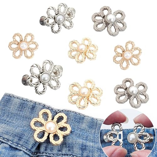 8 Sets Knöpfe Hosen Enger Machen, Hosenbund Enger Machen, Kein Nähen Hosen-Taillenstraffer, Hosen Knopf Spanner Fastener, Abnehmbare Taille Dekorativ für Lose Hosen, Röcke, Ärmel