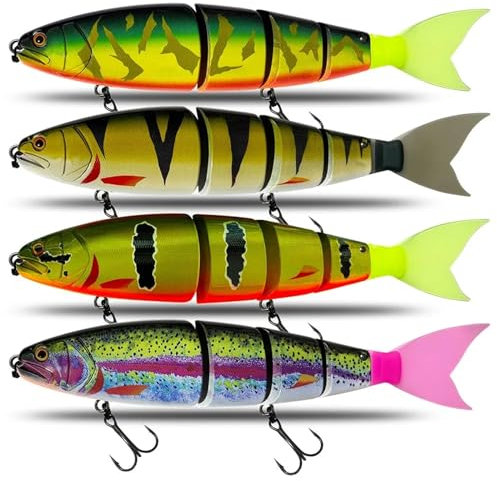 Leurre de pêche appât de Natation articulé Flottant coulant 245mm 19 Couleur géant Dur appât Section leurre for Gros appât Bar brochet leurre (Color : Color-02, Size : Floating 245mm 105g)