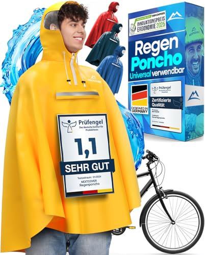 NEXTCOVER® NEU Regenponcho Fahrrad für Damen & Herren - mit [AquaShield 2.0] Technologie I Regenponcho Wandern, Fahrrad-Regencape, Angel Poncho, Regenponcho Herren, Regencape Damen wasserdicht Fahrrad