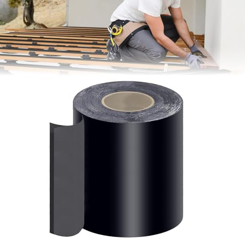 Joaecosmhui Ruban Adhésif en Butyle pour Terrasse en Bois Coutures, Bande Bitumeuse d'étanchéité pour terrasse, Ruban Adhésif pour Réparation d'étanchéité/Protection du Bois (1 Rouleaux, 10cm x 15m)