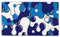 Grand tapis de souris pour gaming motif anime géométrique japonais, dos antidérapant en caoutchouc et bords cousus, bleu marine, taille XL, 60 x 35 cm