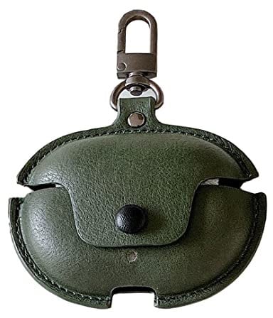 Case for Samsung Galaxy Buds FE 2023, Fashion Premium Leather Shockproof Cover Accessories Case for Samsung Galaxy Buds FE 2023 with Keychain for Women Men-Dark Green