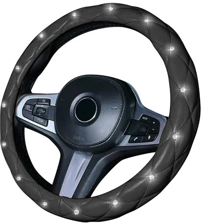 Flaconi Auto Lenkradbezug,Lenkradbezug,Lenkradbezug Glitzer,Lenkradhülle,Glitzer Lenkradbezug,Lenkrad Bezug Auto,Autolenkradbezug Glitzer (Schwarz)