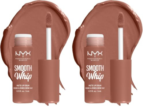 NYX Professional Makeup Flüssiger Lippenstift mit mattem Finish, Lebendige Farben mit Shea- & Kakaobutter, Farbe: Pancake Stacks (Packung mit 2)