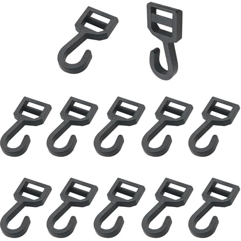 ZZLZX 12 Stück Kunststoff-Gurtbandhaken, 1 cm Innendurchmesser, für Outdoor-Zelt, Moskitonetz, verstellbare Haken, Baldachin, Stangenhaken, Camping, Gurthaken, Bergsteigen, Zelthaken, Zubehör für