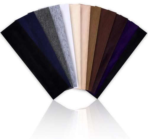 XOYTN 12Pcs Plain Stretchy Headbands, Fashion Jersey Elastic Head Bands Soft Breathable Non-Slip Women Headbands for Running Workout Makeup Sport Exercise