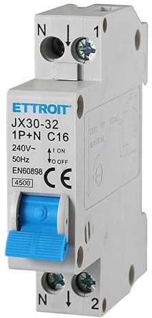 IXTRIMA Interruttore Magnetotermico Automatico 1P+N 16A C16 220V 4.5kA, occupa 1 modulo