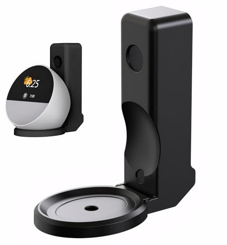 Steckdosenhalterung für Spot Wandhalterung, Ständer für Google Lautsprecher Zubehör Halterung, Integriertem Kabelmanagement Wandhalterung, Zubehör ohne Bohren Kompatibel mit Echo Spot (Schwarz)
