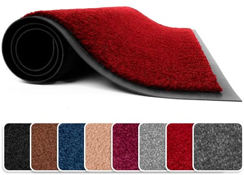 Lexell Door Mats Indoor, Highly Absorbent Washable Doormat, Heavy Duty Non-Slip Rubber Backed Floor Mats for Front & Back Door (Red, 60 cm x 80 cm)