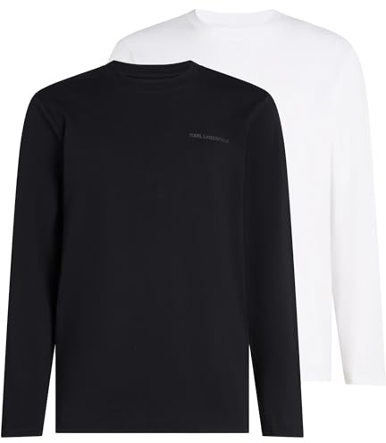Karl Lagerfeld Herren Elongated Logo Long Sleeve T-Shirt (2 Pack)