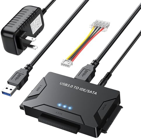 MaxRenard USB 3.0 to IDE/SATA Adapter | Universal External Hard Drive Reader & Data Recovery Converter for 2.5/3.5 HDD/SSD | with 12V/2A Power Supply & Multi-Drive Support