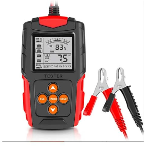 IUBGFTO Car Diagnostic Tool For 12V/24V Battery Tester Digital Display Test Tool Digital Analyzer Tester CCA IR SOH Measurement (Red)