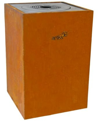 ARTISS Brasero 57 x 57 x 84,4 cm avec plaque de cuisson centrale en acier inoxydable - Brasero d'extérieur en acier Corten marron - Barbecue plancha pour jardin, terrasse, événements