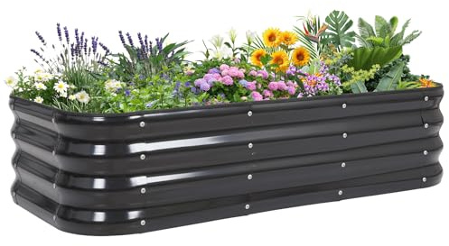 INNO STAGE Verstellbares Hochbeet, 152 cm, Metall-Pflanzkästen für den Außenbereich, für den Anbau von Gemüse, Kräutern, Blumen, Stahlpflanzen, Hochbeet, (Grau, 3FTX3FTX1FT 1pack)