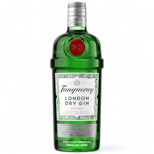 Personalised Tanqueray London Dry Gin Gift for all occasions, Customised Engraved Gin With Custom Engraving, Premium Alcohol Gift Ideas 70cl