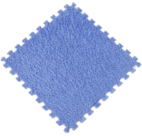 30 x 30 x 1 cm PlüSch-Puzzle-Schaumstoff-FußMatten Mit Rand, Ineinandergreifende Schaumstoff-Teppichfliesen, Rutschfester Teppich für den Raumboden,Blau 3,6pcs