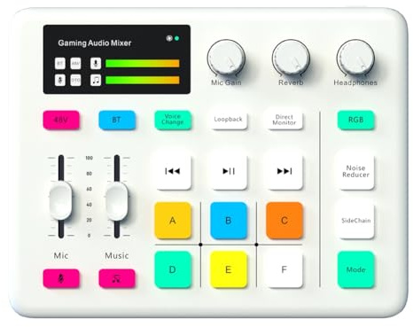 Uxsjakjsd G1 Mixer Audio Tuner RGB Lighting Sound Card for Gaming, Computer, Mobile Phone Live Broadcast Recording Universal B
