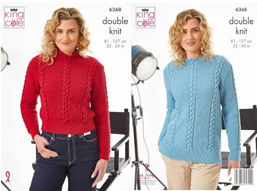 King Cole DK Knitting Pattern Pamphlet - 6368 Ladies Sweaters (2 Designs)