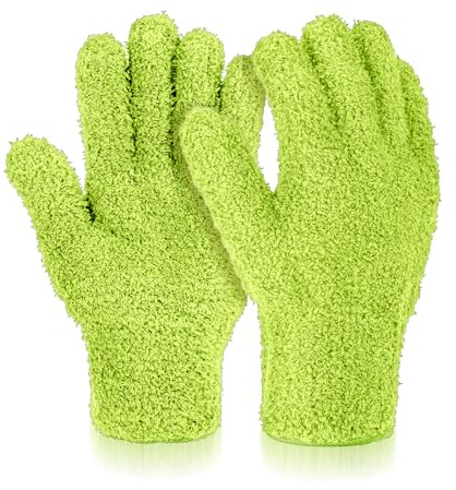 Ymapinc 1 Paar Pflanzen Handschuh Staub Staubhandschuhe für Pflanzen Mikrofaser Handschuh für Reinigen von Schreibtischen Lampen Vorhängen und Autoscheiben