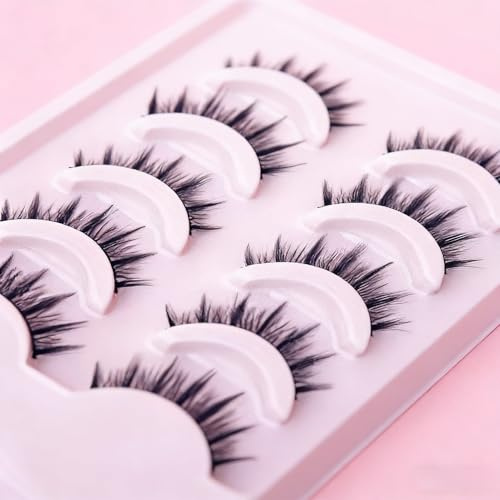 Lot de 5 paires d'extensions de cils artificiels réutilisables - Faux cils naturels - Pour spectacles, bals, cosplay, etc