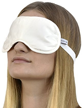 Jasmine Silk 100% Pure Silk Filled Eye Mask/Sleeping Mask Sleep Mask- Ivory