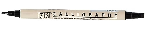 Zig Memory System MS3400-010 Kalligraphie-Marker, 2 Spitzen, reines Schwarz, 6 Stück