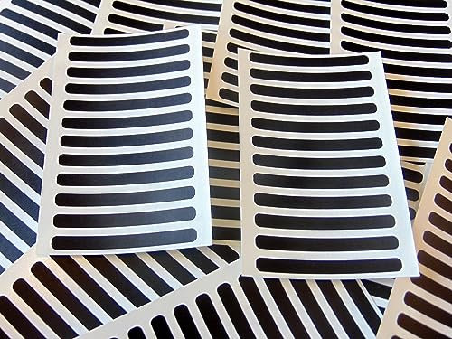 144 Etiketten, 50 x 5 mm Rectangle, schwarz, Aufkleber, Klebeetiketten selbstklebend-Kleber