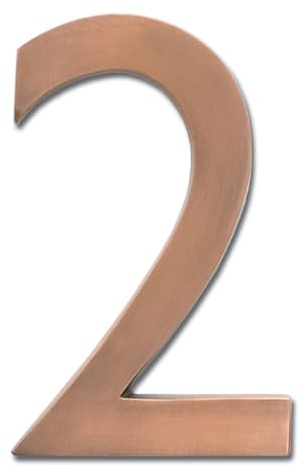Architectural Mailboxes 3585AC-2 Brass 5-Inch Floating House Number 2, Antique Copper