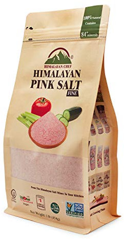 Himalayan Chef Pink Salt Fine Stand Up Bag w/Window|100% Pure Natural Himalayan Pink Salt - 1 LBS