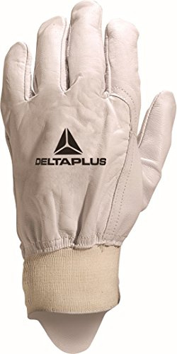 Deltaplus 51FEDF10 Handschuh Aus Ziegennarbenleder, Handgelenk Mit Elastischem Strickbund, Natur, Größe 10