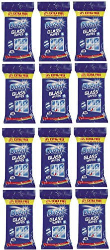 12 x Duzzit Glass Window Mirror Cleaning Wipes Pack Of 50