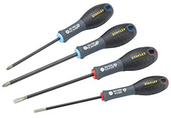 Stanley FatMax Schraubendreher/Schraubenzieher, 4-teiliges Set bestehend aus PZ1, PZ2, 4/5.5mm, mit Diamantspitze, ergonomischer Drei-Komponenten-Handgriff, Klinge aus Qualitätsstahl, FMHT0-62061