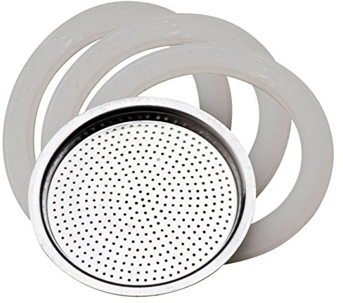 Pedrini 9086.RG1 Ricambio 3 Guarnizioni+Filtro 12 Tazze, Alluminio, Bianco, 4 unità