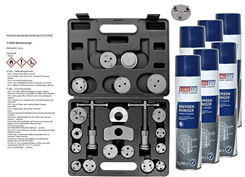 ENVA BREMSKOLBENRÜCKSTELLER 22 TEILIG + 6X 600ml EUROLUB BREMSENREINIGER