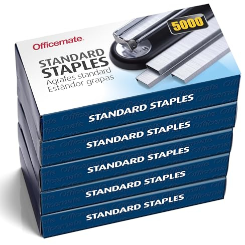 Officemate Standard Staples, 5 Boxes General Purpose Staple, 5000 Staples/Box (91925)