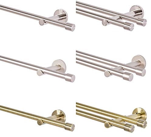 MDEKOR Gardinenstange 2 läufig gold 120 cm lang Gardinenstangenset aus Metall Vorhangstange doppelläufig Gardinenstangen Wandbefestigung